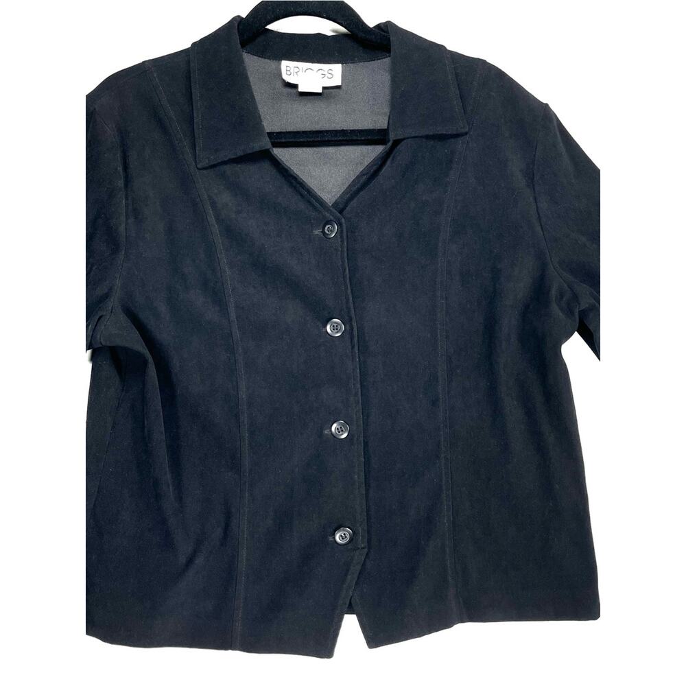 Vintage Black Velvet Button-Front Top by BRIGGS Size Large Petite Whimsigoth - Picture 2 of 6